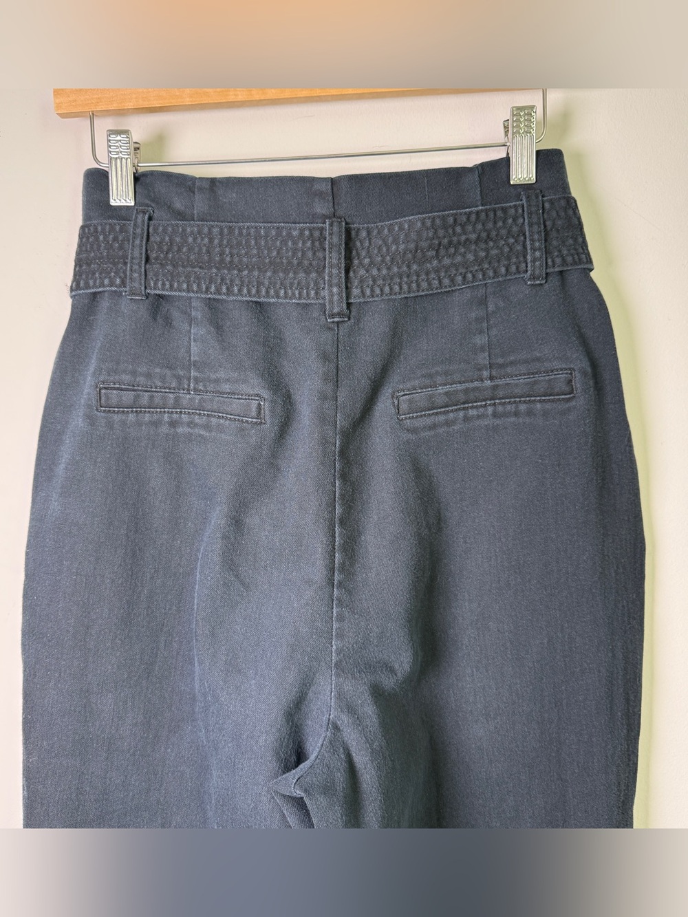 A New Day Black High Waist Belted Pleat Front Cotton Trouser Pants Size 10 - Picture 4 of 12
